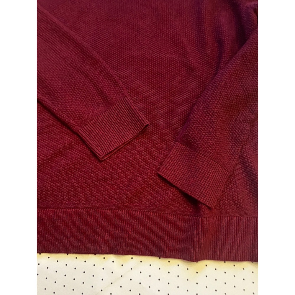 Lululemon Textured Crewneck Sweater Mens XL Burgundy Cotton Blend Raglan Knit - Picture 3 of 9